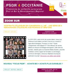 Extrait Lettre d'info PSDR4 Occitanie Juillet 2019