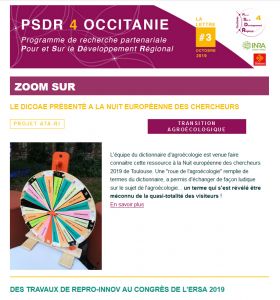 Extrait de la lettre d'information PSDR4 Occitanie N°3